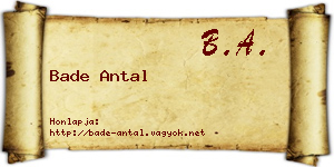 Bade Antal névjegykártya